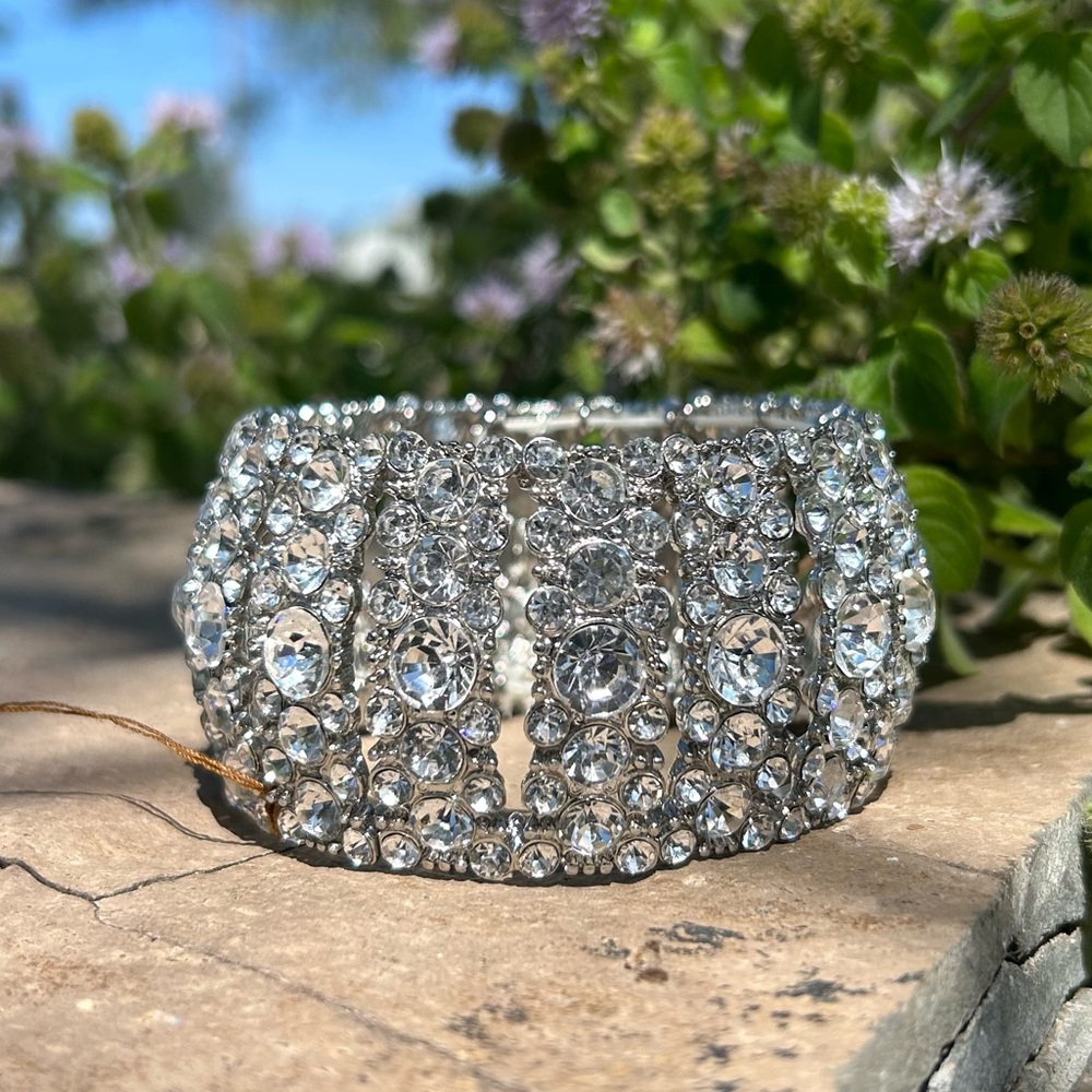 Silver Rhinestone Bracelet Special Occasion NWT